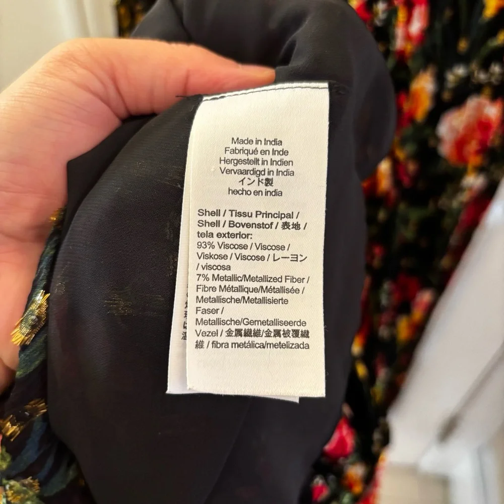 J. Crew Front Tie Flowy Dress Floral Multicolor Maxi Dark Romantic size XS - Picture 8 of 10